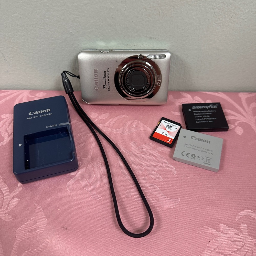 Canon PowerShot ELPH 100 HS 12.1MP Silver Digital Camera Bundle 4x Zoom Full HD